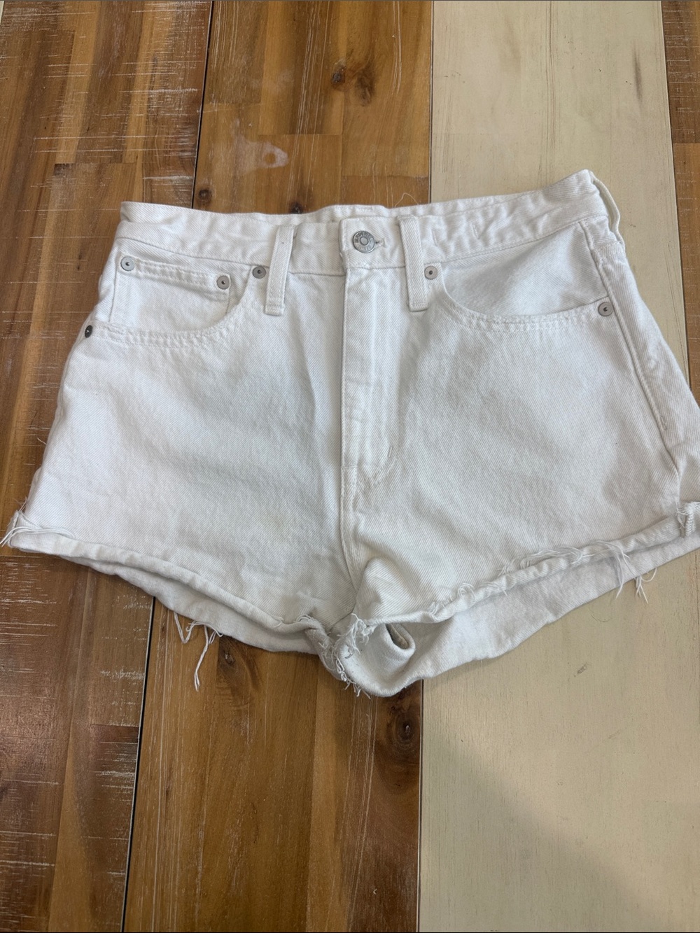 Madewell White Distressed Denim Cutoff Shorts